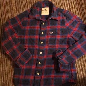Hollister Red and Blue Plaid Shirt